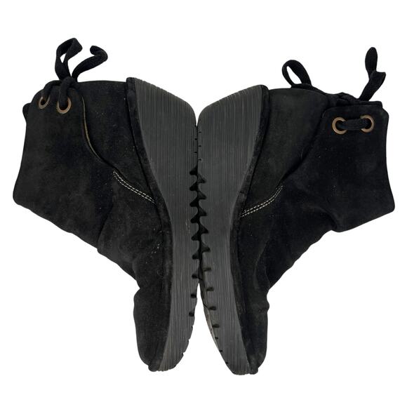 Fly London Yama Black Suede Wedge Booties Ankle Boots Size 40 US 9-9.5 - Picture 2 of 5